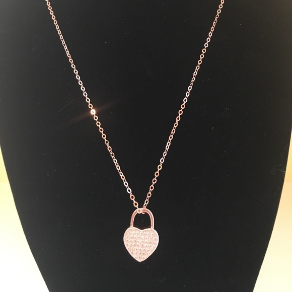 Sale! Gold Plated Heart Necklace w Micro Pave CZ - Picture 3 of 4